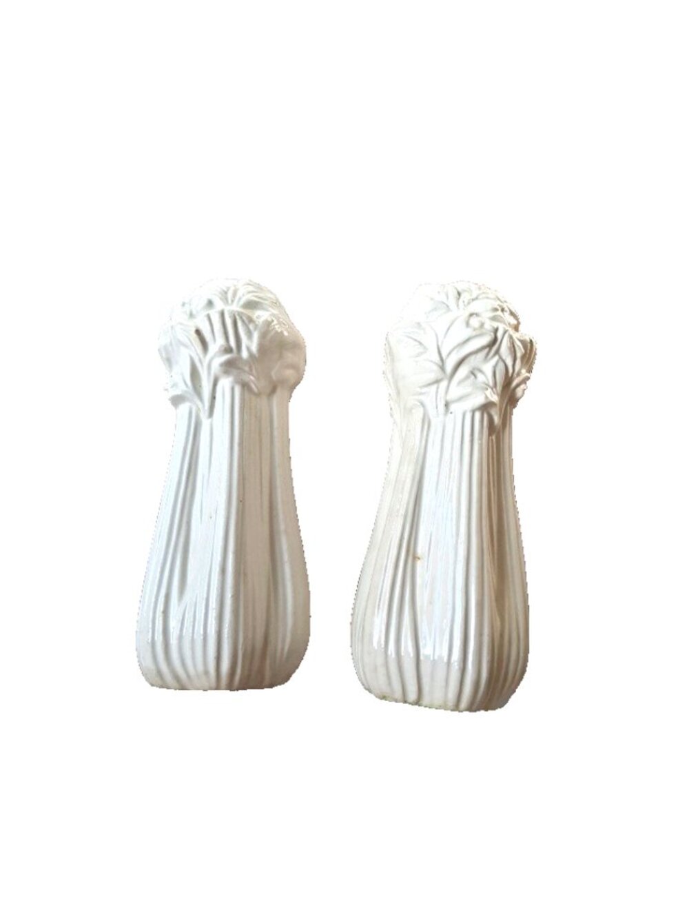 Large  6" Ceramic Celery Stalks Salt and Pepper Shakers  w/ Stoppers